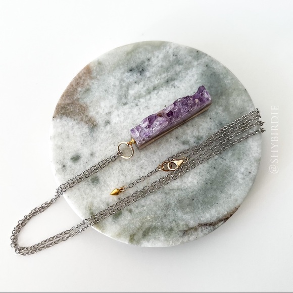 NEW Artisan Amethyst Semiprecious Gemstone Slice Pendant - Picture 5 of 14